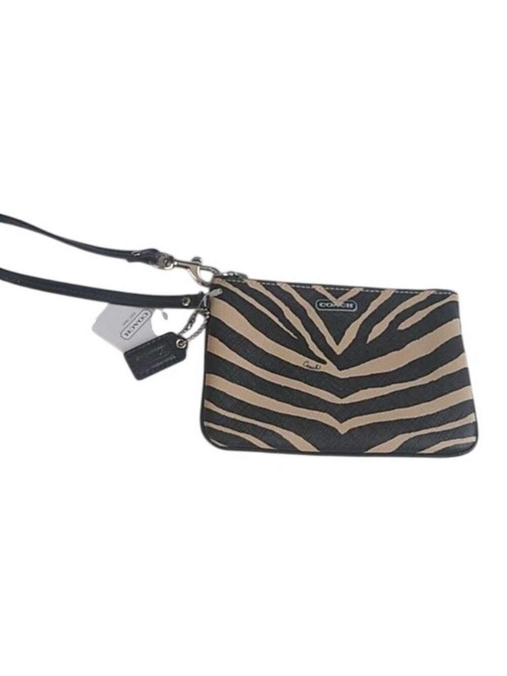 Coach F51099 Zebra Print Small Wristlet, SV/Black - Picture 2 of 6